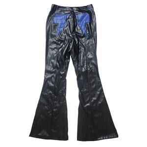 NWT Nasty Gal Faux Leather Lightening Bolt Flare Pants SZ 8